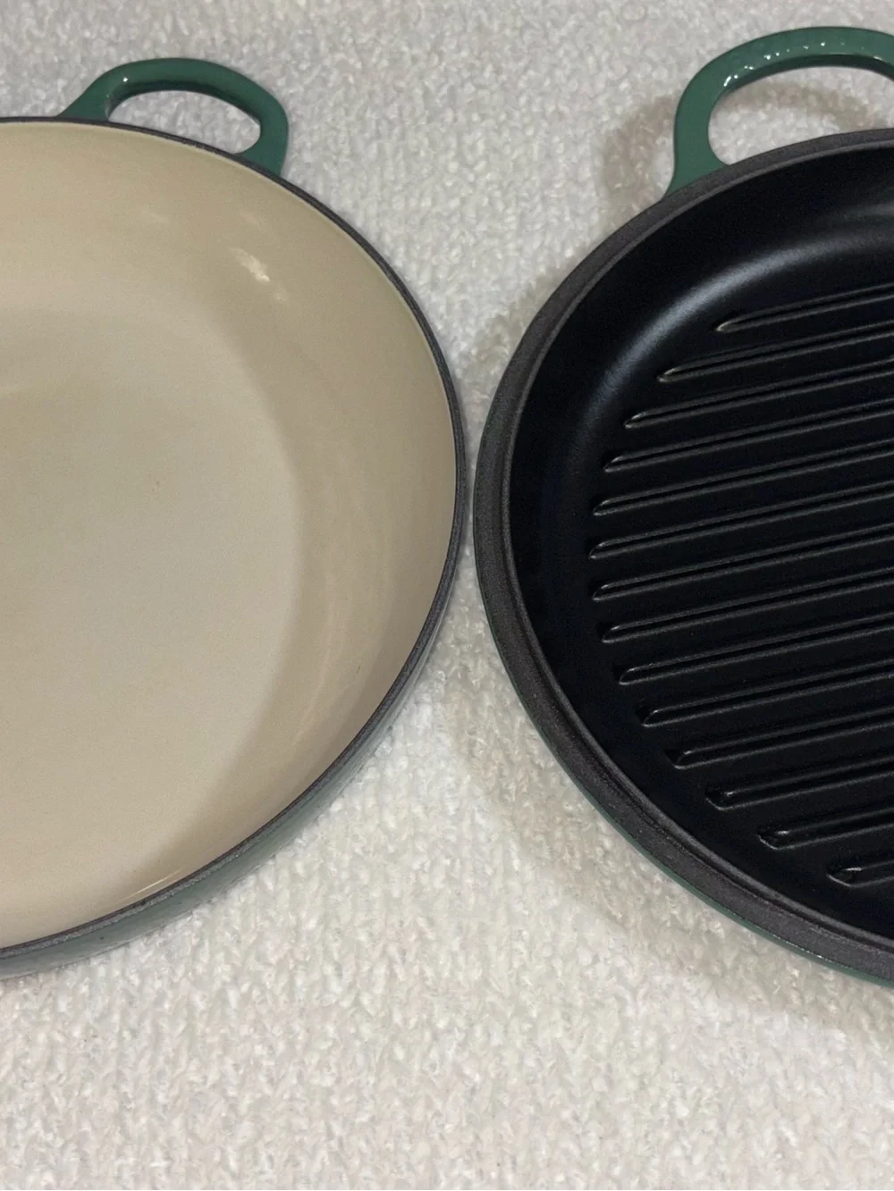 Le Creuset Green Cast Iron Braiser with Grill Pan Lid